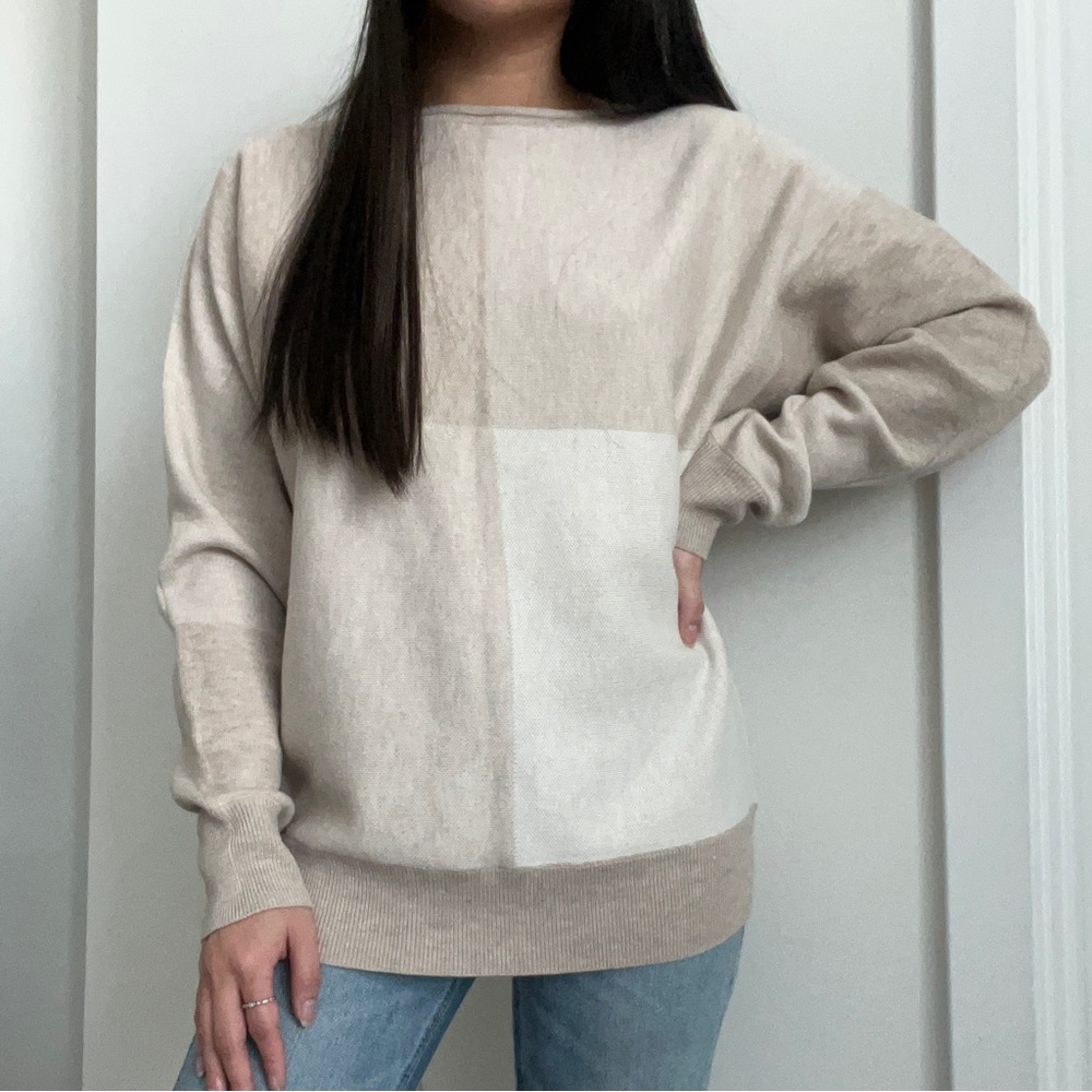 Tan Checker Block Sweater